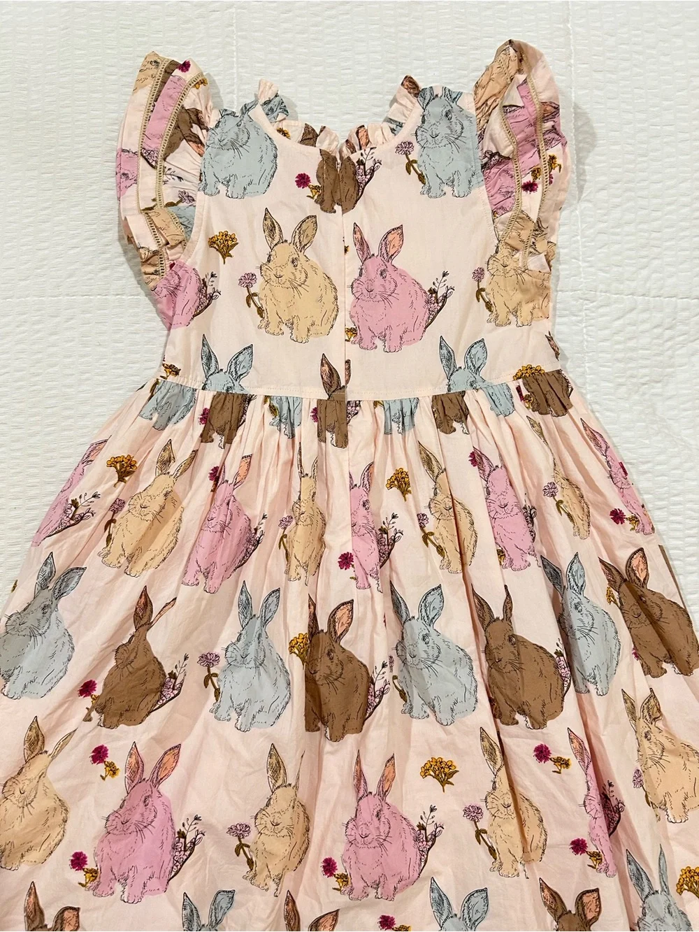 PINK CHICKEN girls' jennifer double ruffle dress in vintage bunnies SIZE:8